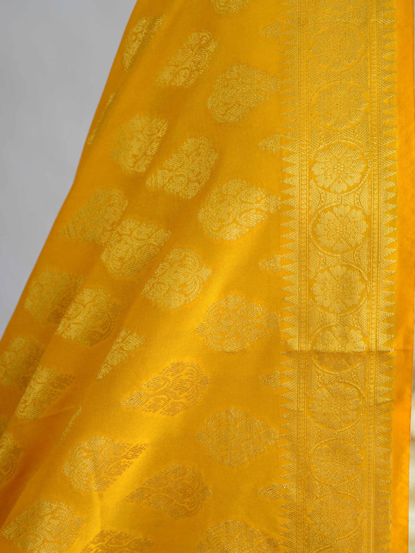 Banarasee Art Silk Dupatta With Drop Motif Design-Yellow