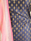 Banarasee Salwar Kameez Soft Cotton Resham Woven Fabric With Contrast Dupatta-Deep Blue