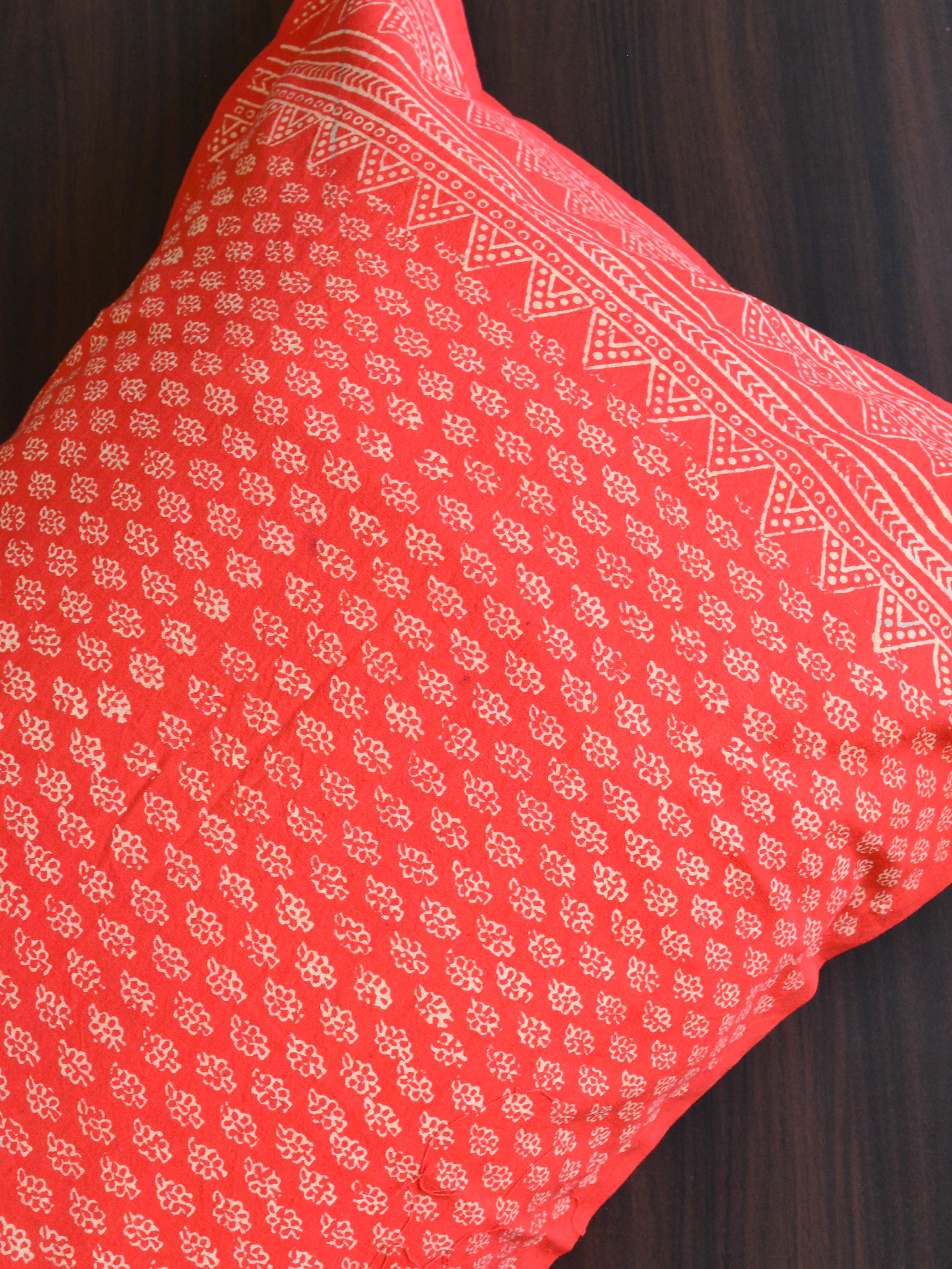 20x20  Cotton Handblock Printed King Size Bedsheet-Brown & Orange