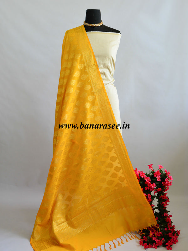 Banarasee Art Silk Dupatta With Drop Motif Design-Yellow