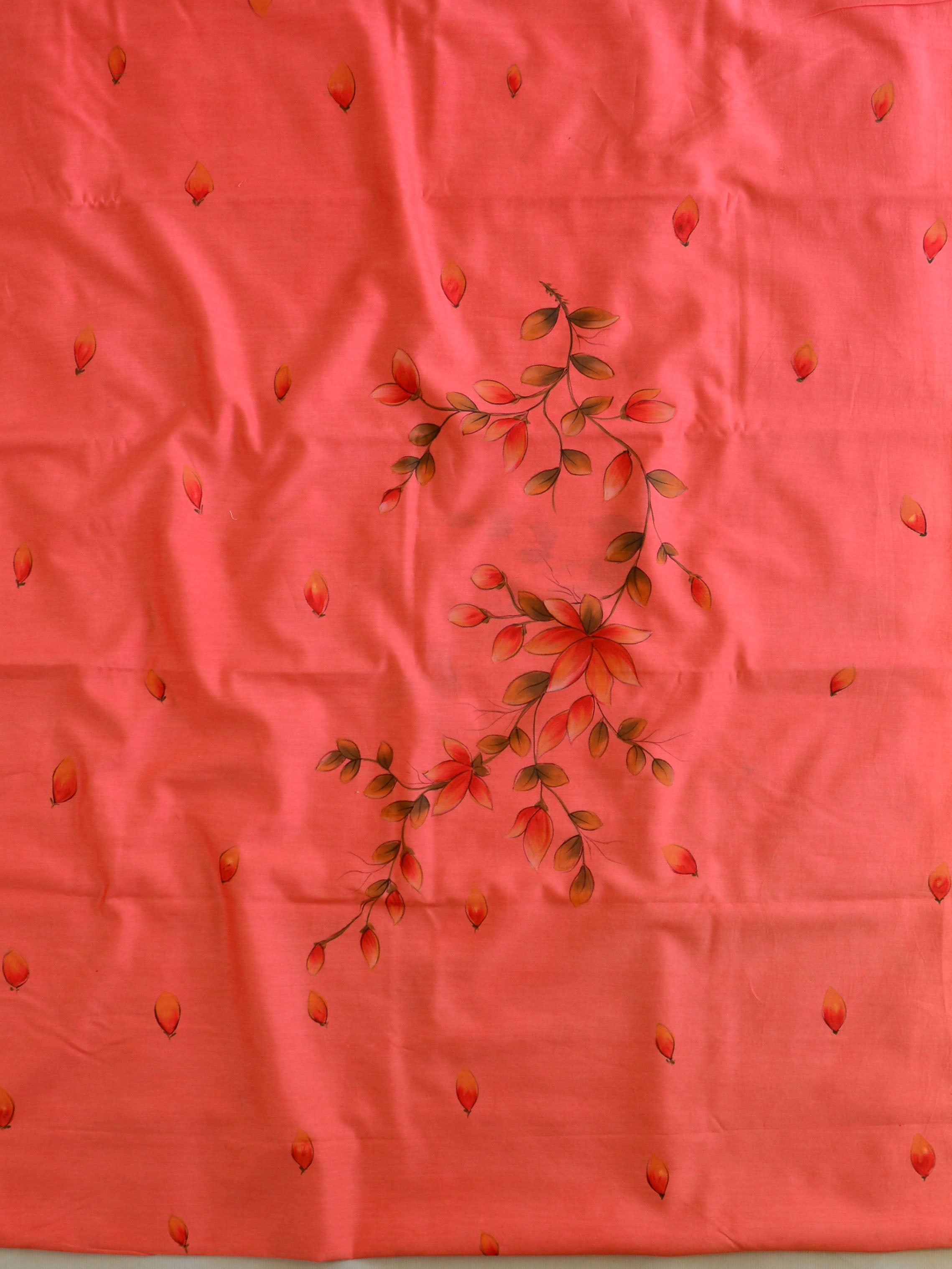 Banarasee Pure Chanderi Silk Hand-painted Salwar Kameez Set-Peach