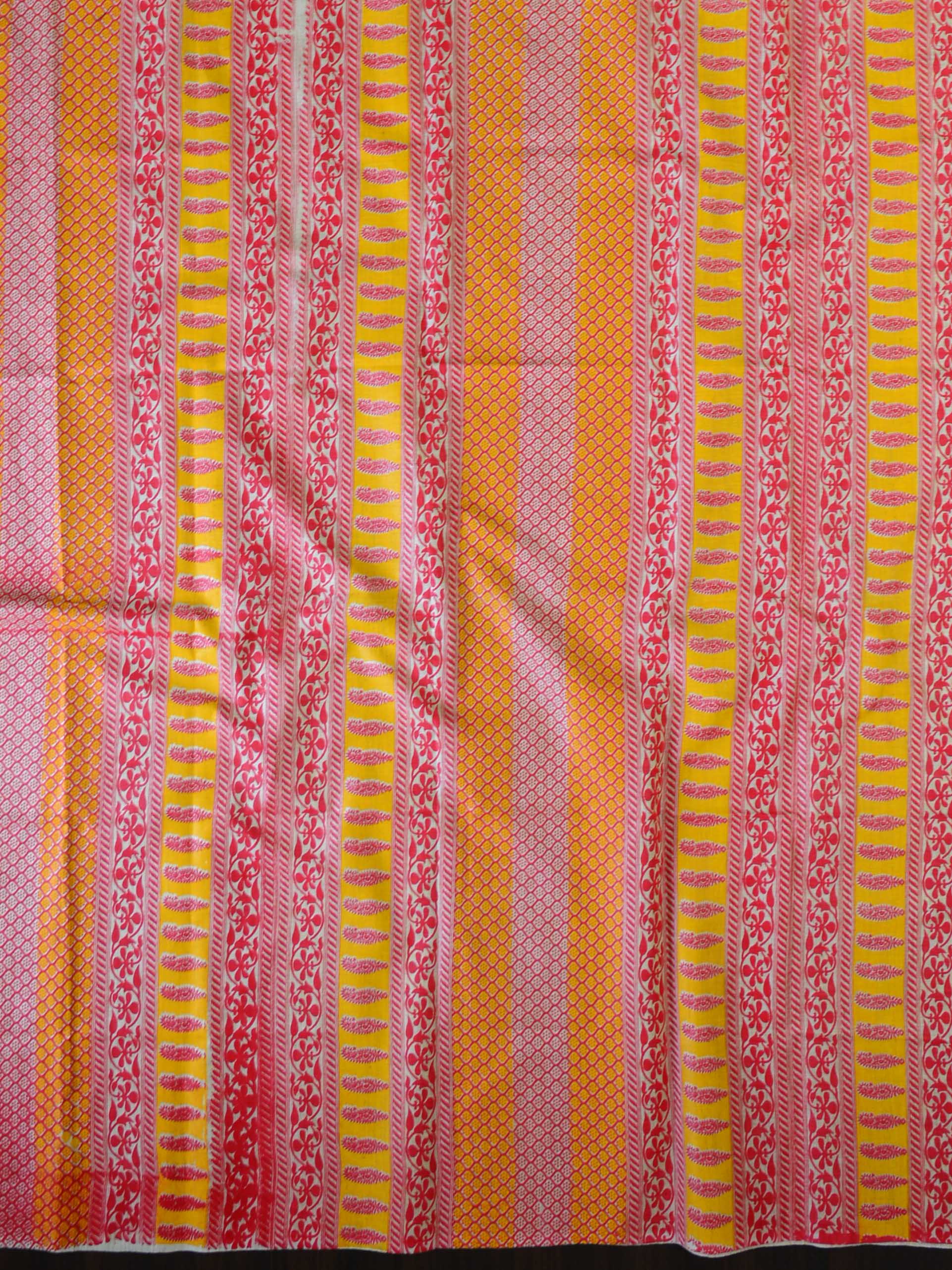 Handloom Block Printed Khadi Cotton Salwar Kameez Dupatta Set-Orange & Beige