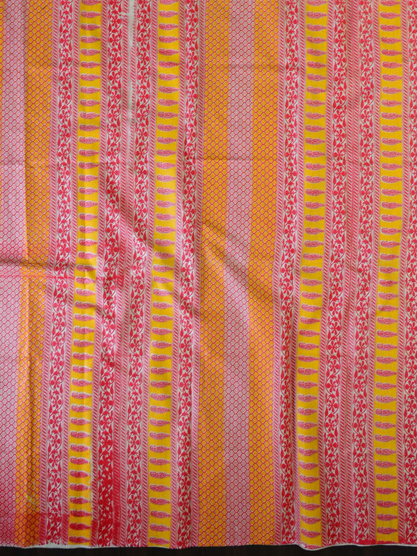 Handloom Block Printed Khadi Cotton Salwar Kameez Dupatta Set-Orange & Beige