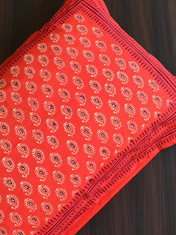 20x20  Cotton Handblock Printed King Size Bedsheet-Yellow & Orange