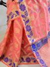 Banarasee Cotton Mix Saree With Resham Floral Border-Pink