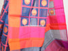 Banarasee Handloom Cotton Silk Saree With Checks & Ganga Jamuna Border-Blue