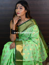 Banarasee Art Silk Saree With Buta Design & Contrast Border-Green
