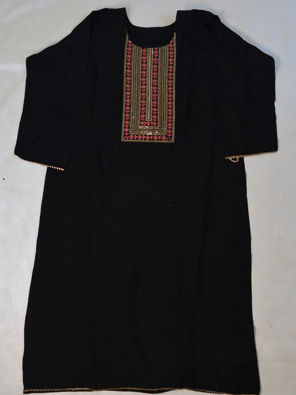 Banarasee Semi-Stitched Muslin Silk Handwork Salwar Kameez Set With Handwork Dupatta-Black