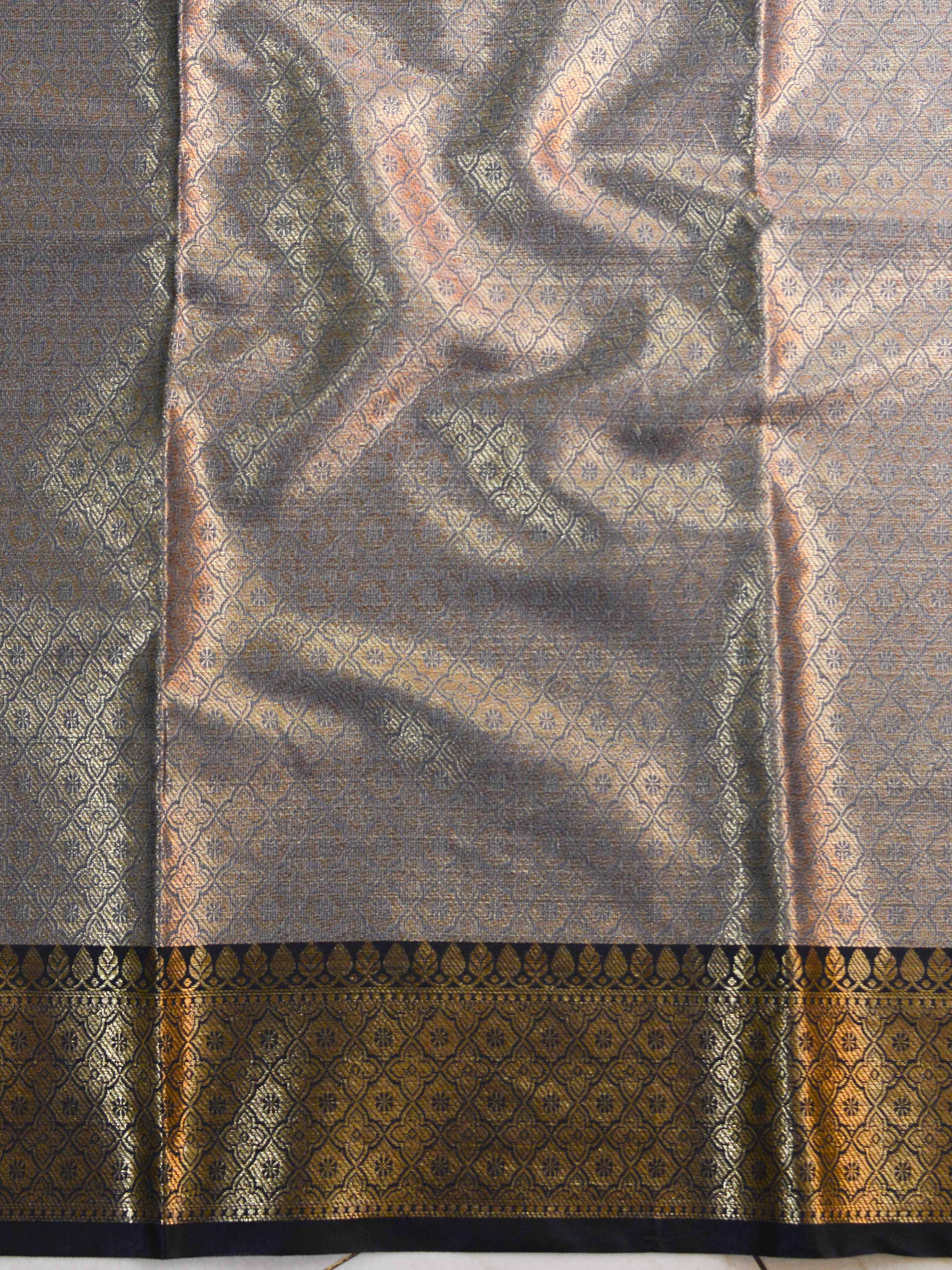 Banarasee Art Silk Saree With Buta Design & Contrast Border-Green