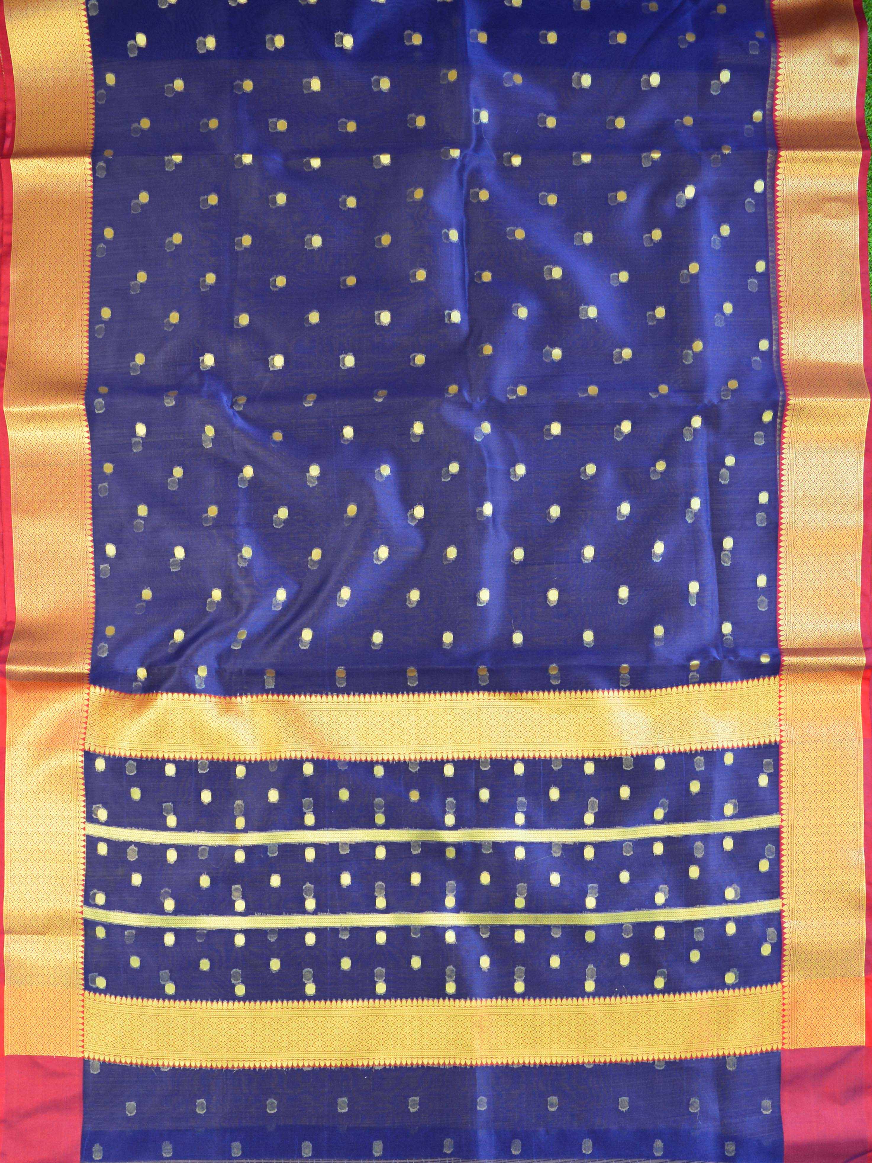 Banarasee Organza Mix Saree With Small Buti Design & Zari Border-Blue