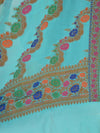 Banarasee Semi Silk Salwar Kameez Dupatta Set Meena & Zari Design-Blue