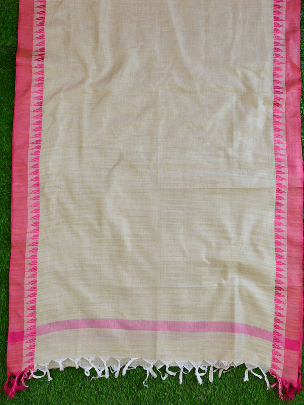 Handloom Khadi Cotton Salwar Kameez Dupatta Set-Pink & Beige