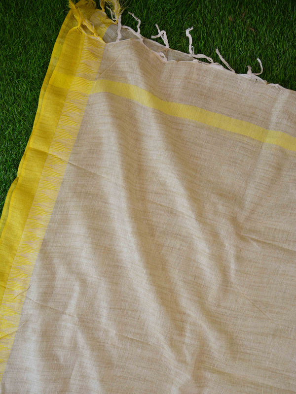 Handloom Khadi Cotton Salwar Kameez Dupatta Set-Yellow & Beige