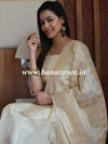 Banarasee Cotton Silk Zig-Zag Salwar Kameez Fabric & Dupatta-Beige