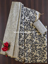Handloom Block Printed Khadi Cotton Salwar Kameez Dupatta Set-Beige