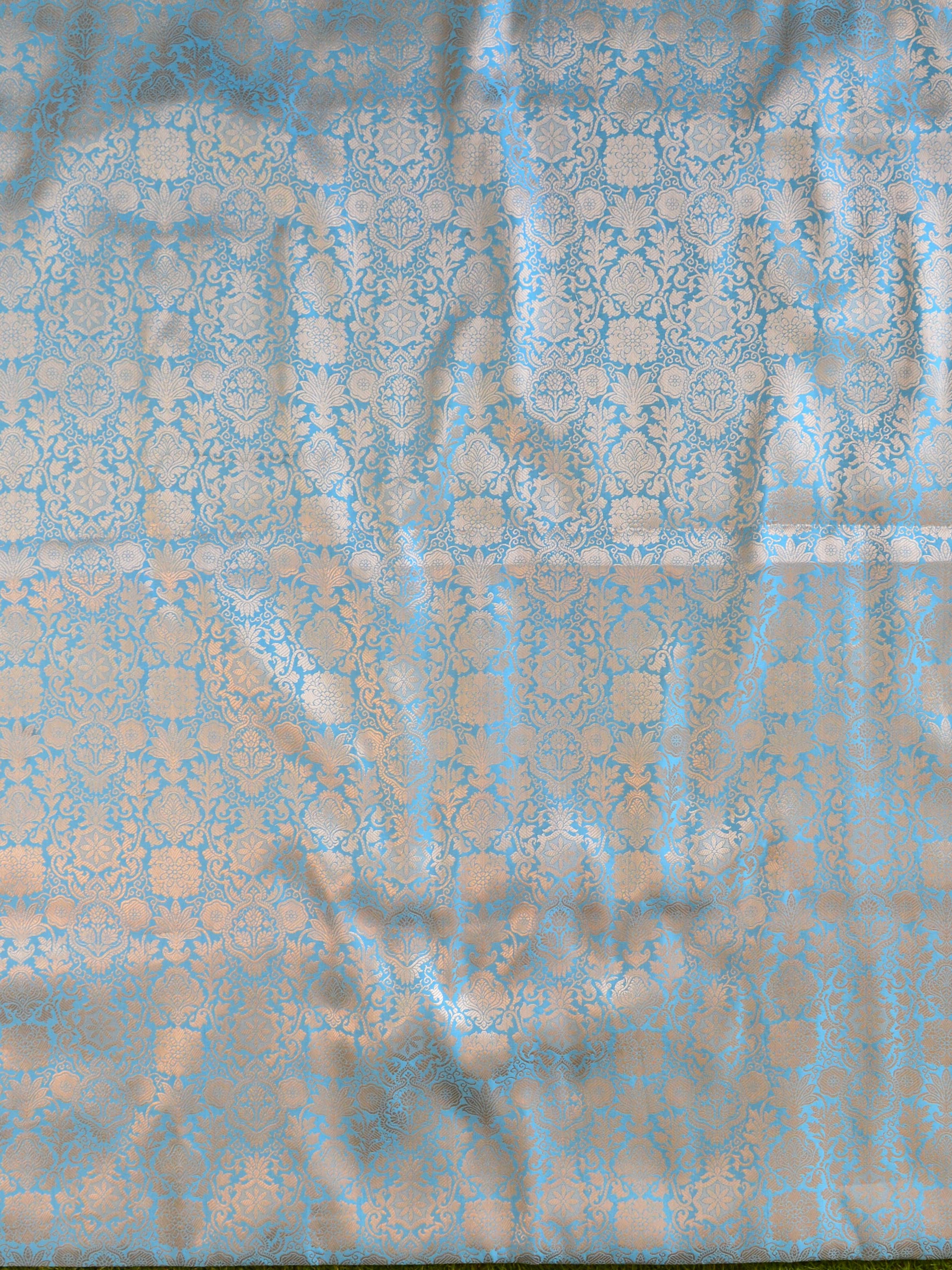 Banarasee Art Silk  Salwar Kameez Fabric With Contrast Dupatta-Sky Blue & Blue