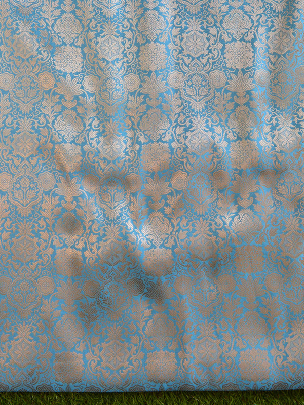Banarasee Art Silk  Salwar Kameez Fabric With Contrast Dupatta-Sky Blue & Blue