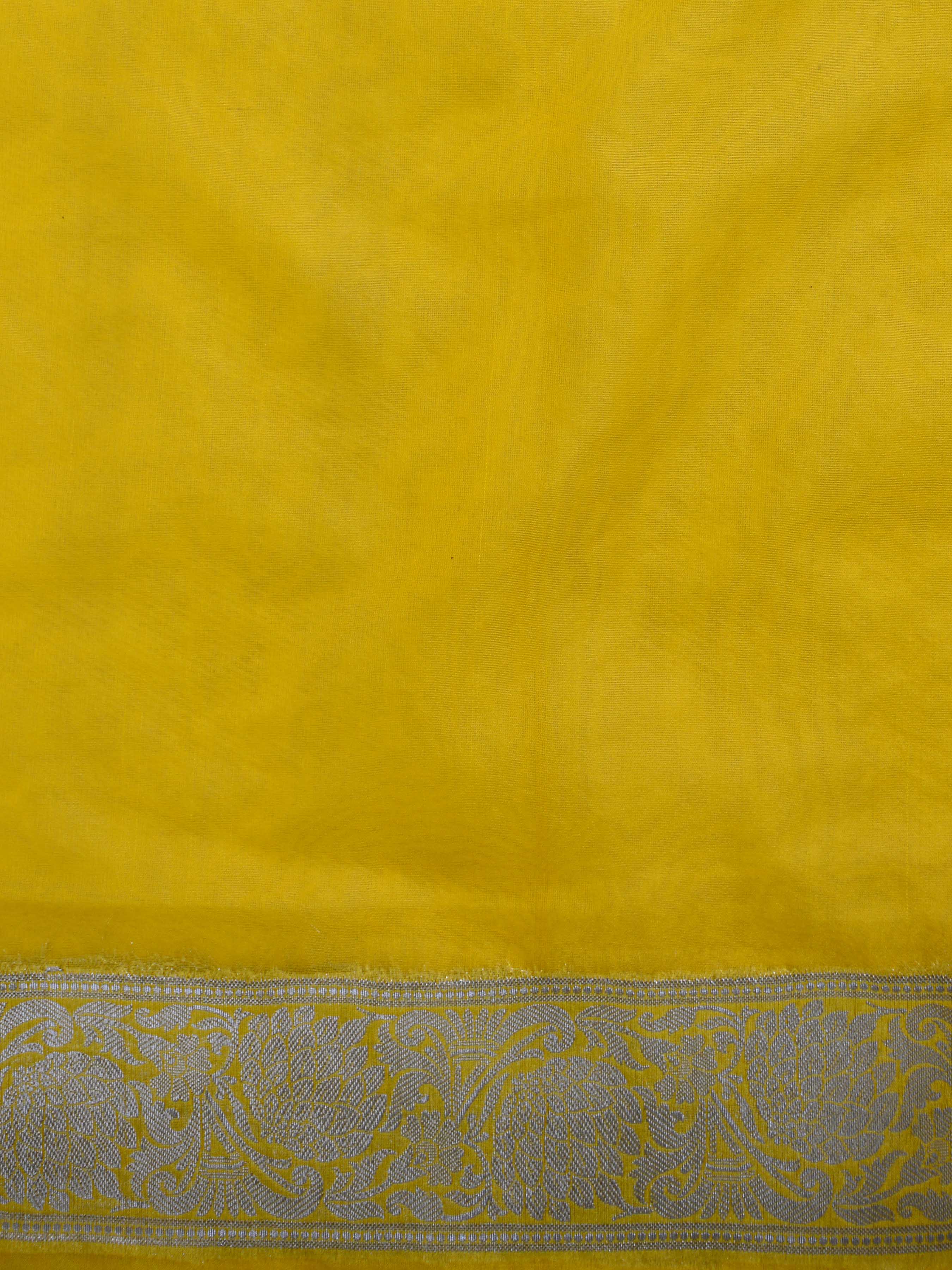 Banarasee Organza Mix Saree With Silver Zari-Yellow