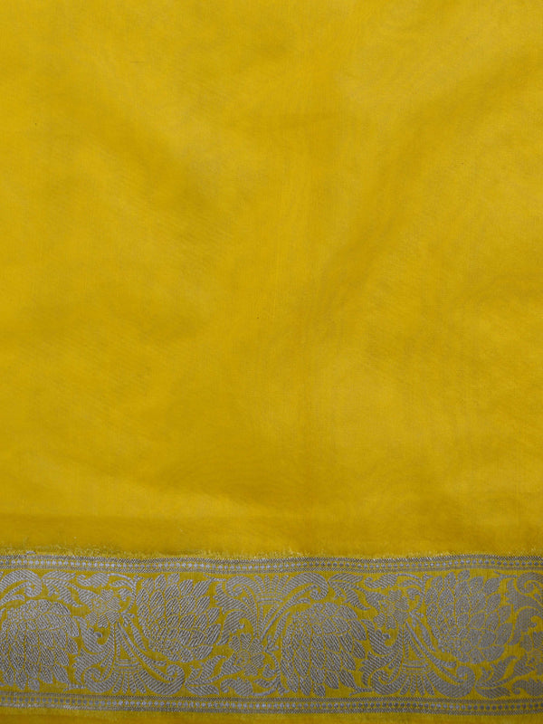 Banarasee Organza Mix Saree With Silver Zari-Yellow