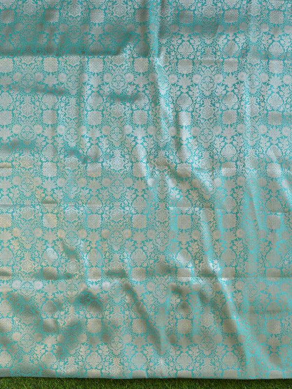 Banarasee Art Silk  Salwar Kameez Fabric With Contrast Dupatta-Green & Red