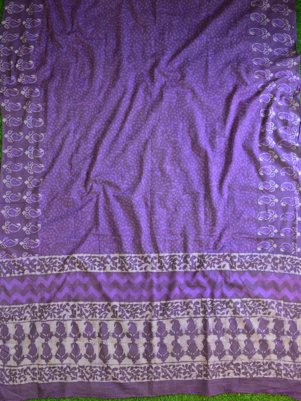 Handloom Mul Cotton Handblock Printed Suit Set-Purple