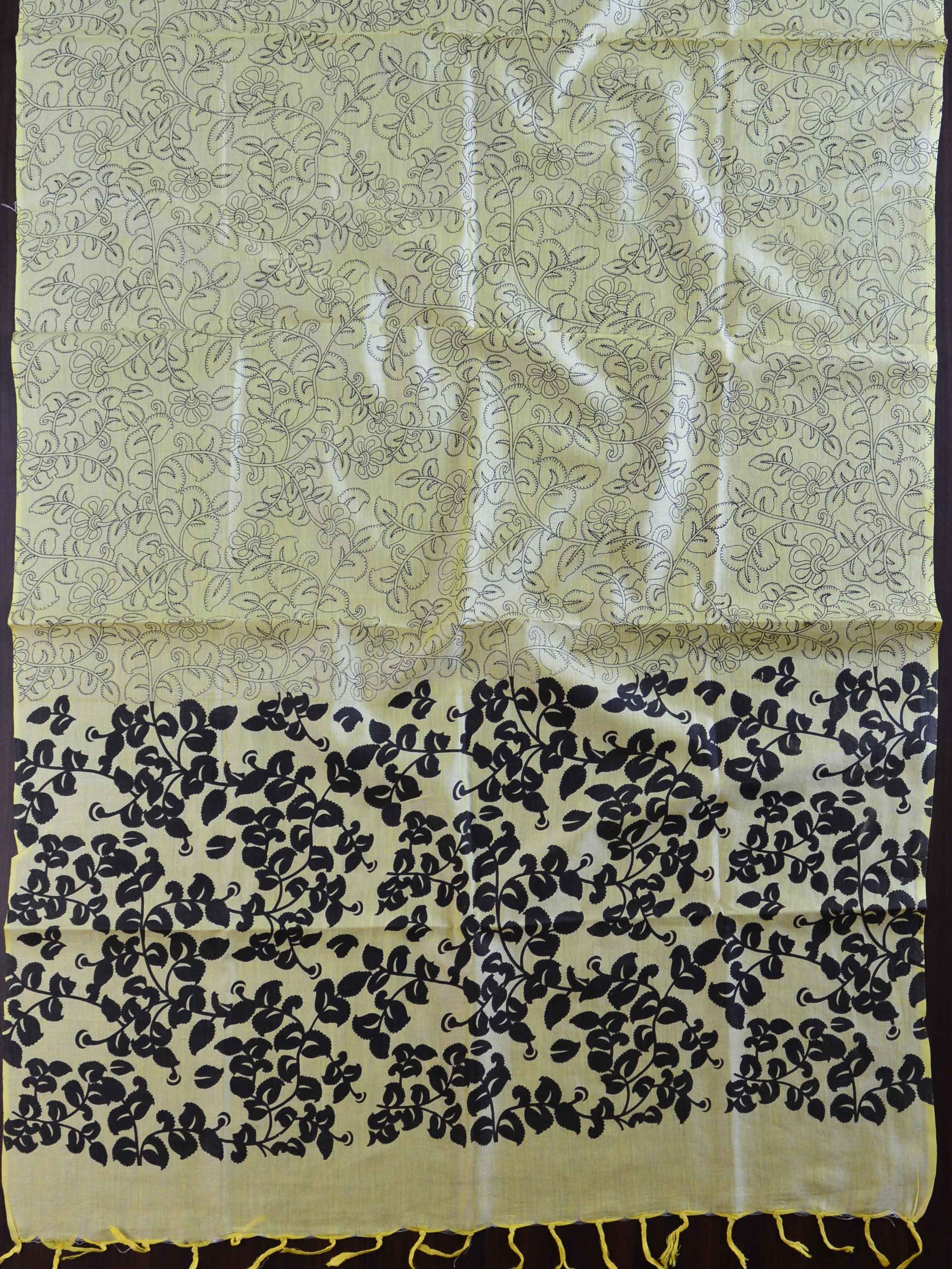 Handloom Block Printed Khadi Cotton Salwar Kameez Dupatta Set-Yellow