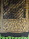 Banarasee Pure Khaddi Chiffon Silk Sari With Stripes Design Solid Zari Border-Black