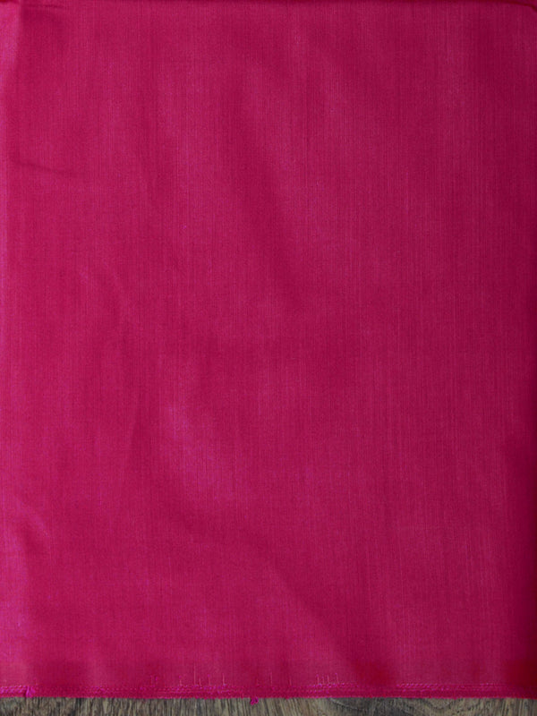 Banarasee Chanderi Cotton Zari Buta Contrast Border Design Salwar Kameez & Dupatta Set-Olive Green & Pink