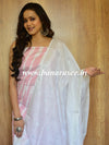 Bhagalpuri Pure Ikkat Kameez With White Linen Dupatta- White
