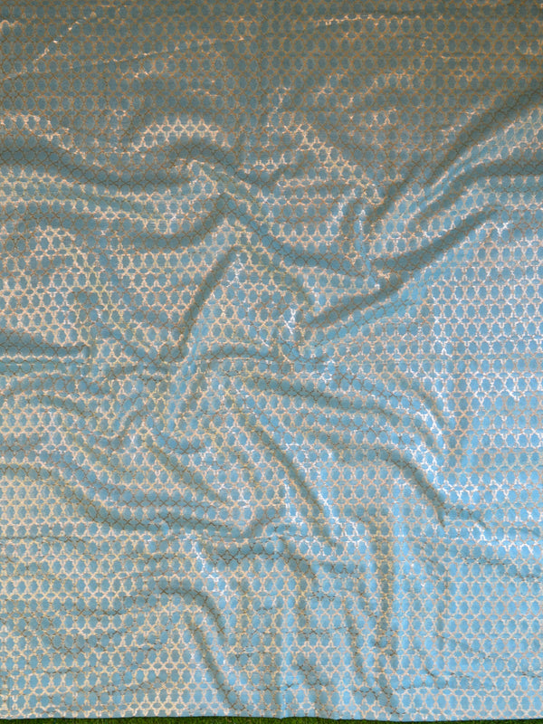 Banarasee Handloom Chanderi Cotton Zari Work Salwar Kameez Dupatta Set-Blue & Green