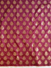 Banarasee Art Silk Buti Design Salwar Kameez Fabric With Contrast Dupatta-Maroon & Peach