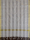 Banarasee Semi-Silk Salwar Kameez Fabric With Mirror Work Dupatta-White & Black
