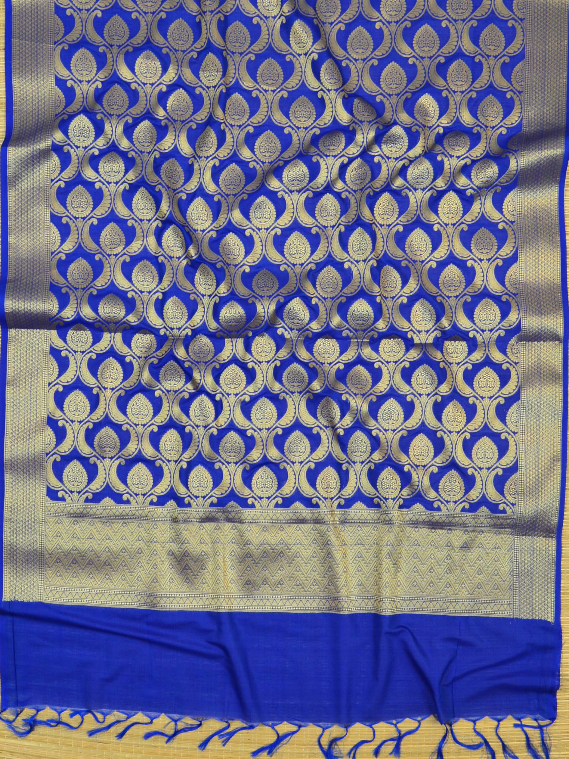 Banarasee Art Silk Dupatta Heavy Jaal Design-Royal Blue
