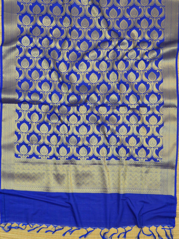 Banarasee Art Silk Dupatta Heavy Jaal Design-Royal Blue