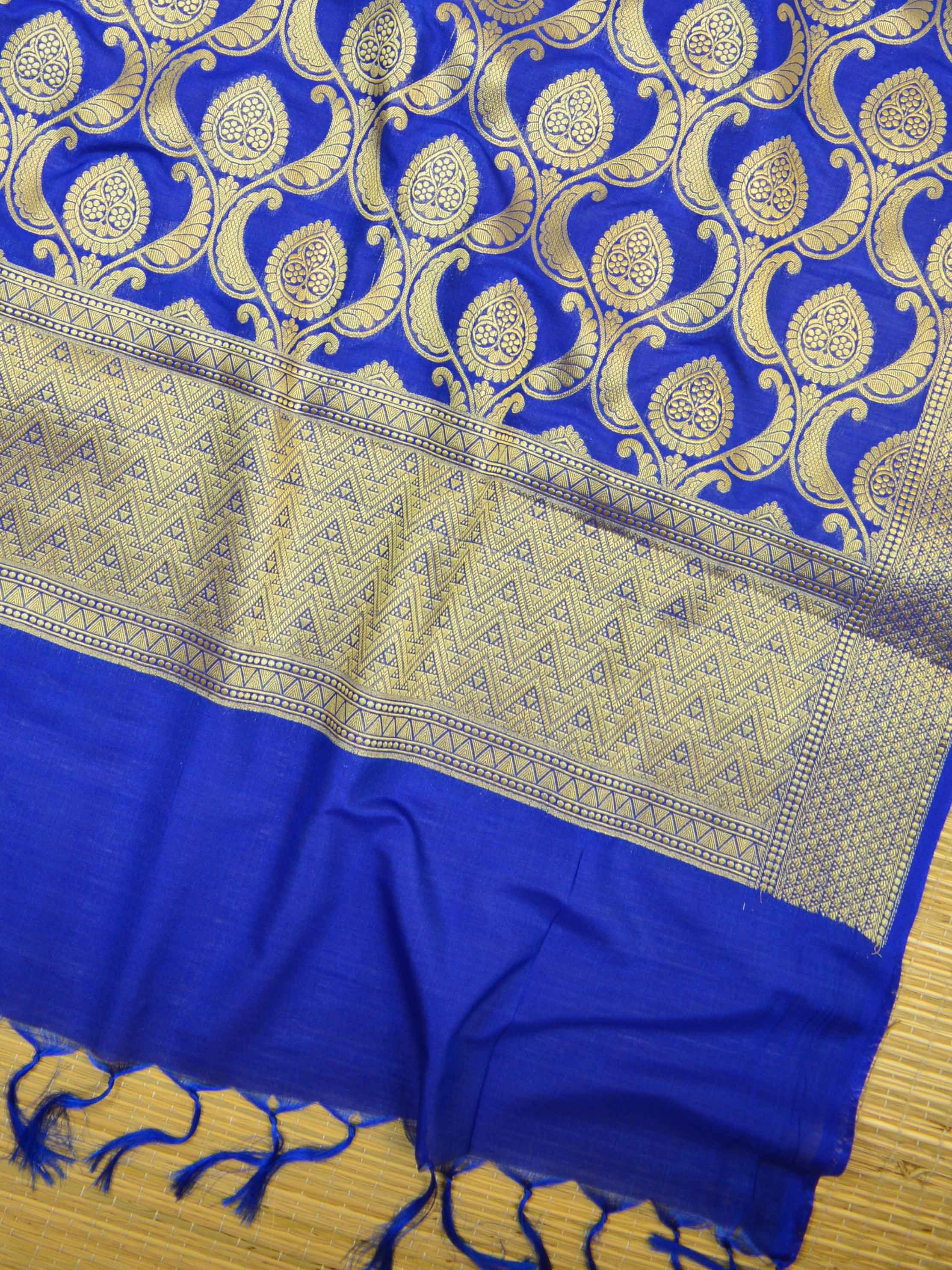 Banarasee Art Silk Dupatta Heavy Jaal Design-Royal Blue