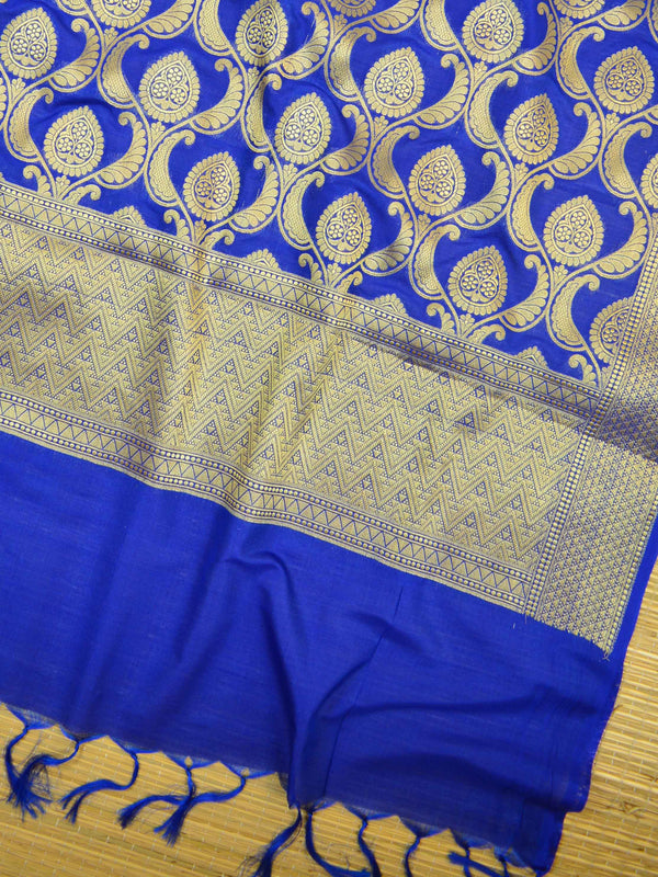 Banarasee Art Silk Dupatta Heavy Jaal Design-Royal Blue