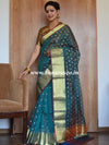 Banarasee Chanderi Cotton Zari Polka Dots With Skirt Border-Green