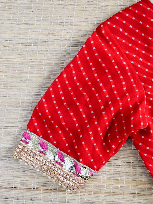 Banarasee Semi Georgette Fabric Blouse-Red