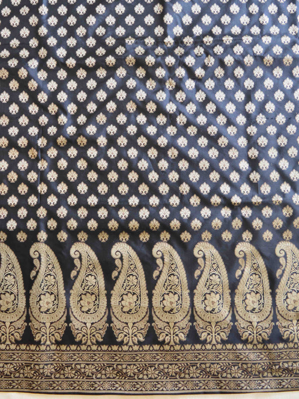 Banarasee Salwar Kameez Cotton Silk Resham Buti Woven Fabric-Black
