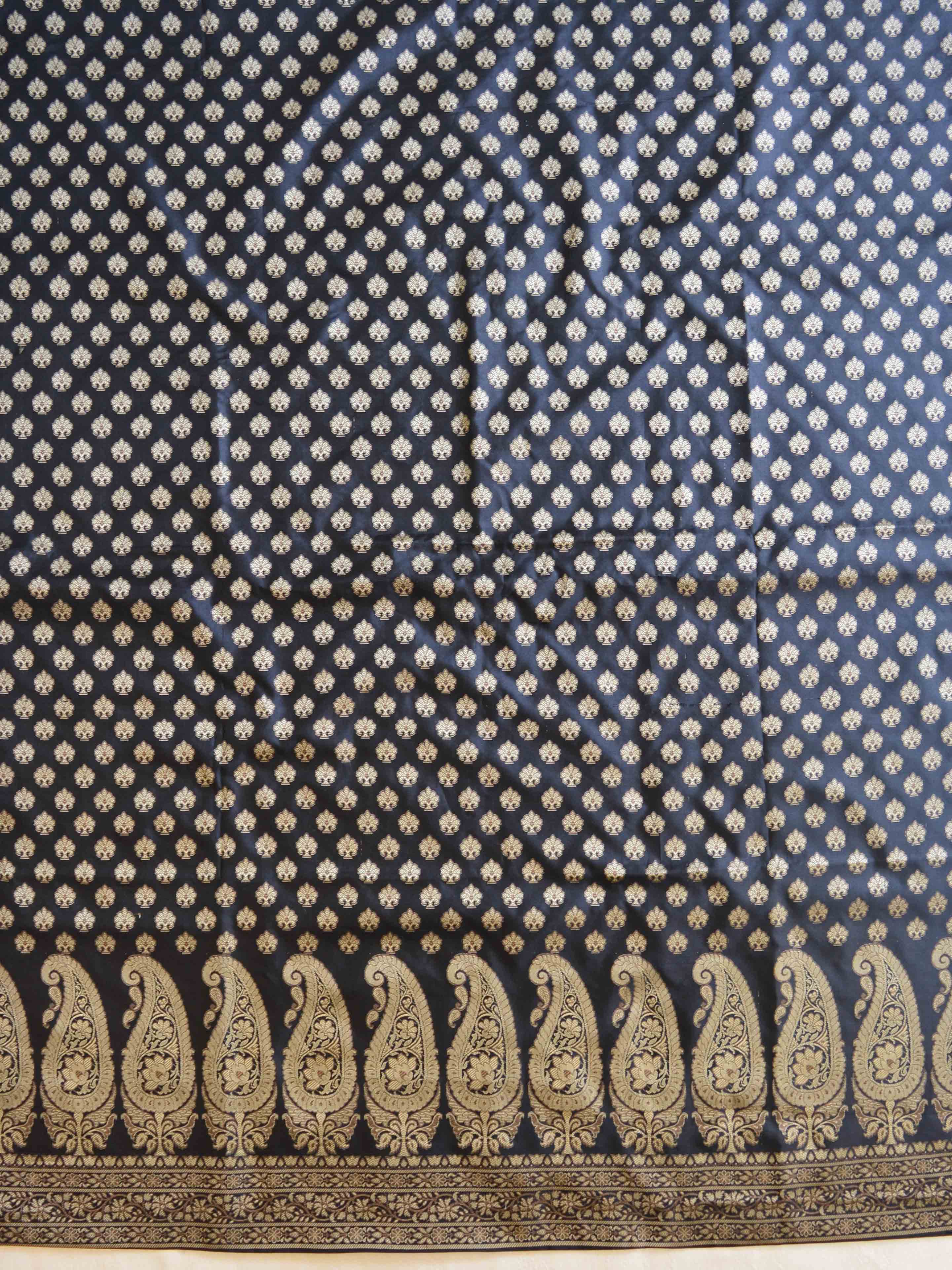 Banarasee Salwar Kameez Cotton Silk Resham Buti Woven Fabric-Black