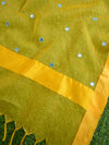 Banarasee Brocade Salwar Kameez Fabric With Mirror Work-Blue & Yellow