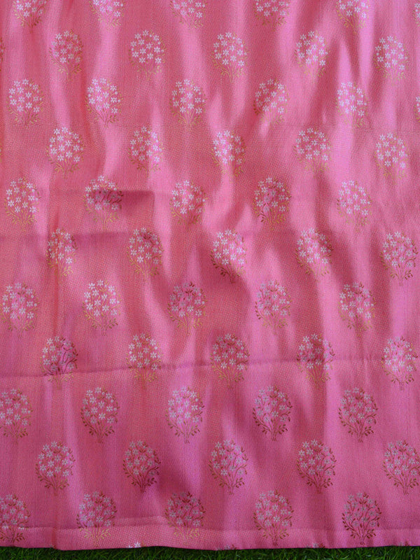 Banarasee Art Silk Salwar Kameez Fabric With Contrast Dupatta-Pink & Blue