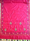 Banarasee Chanderi Cotton Hand-Embroidered Saree-Pink