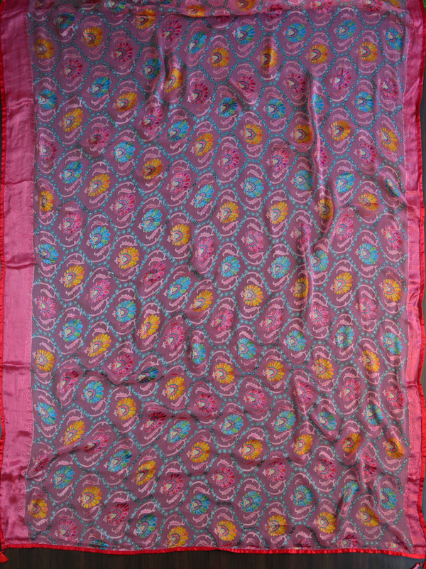Banarasee Soft Chiffon Saree With Floral Jaal Design-Pink