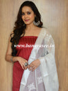 Banarasee Brocade Salwar Kameez Fabric With Organza Dupatta-Maroon & White