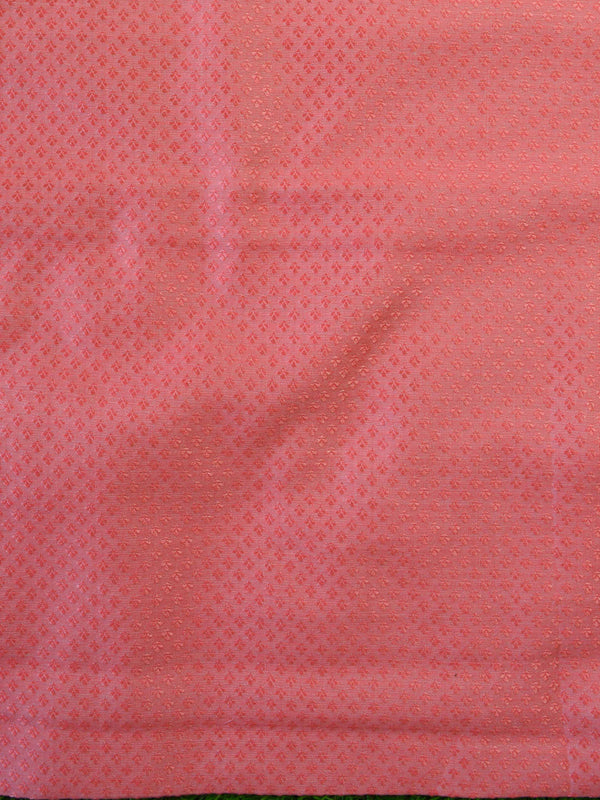 Banarasee Hand-Embroidery Chanderi Cotton Salwar Kameez Fabric With Art Silk Dupatta-Peach & Blue