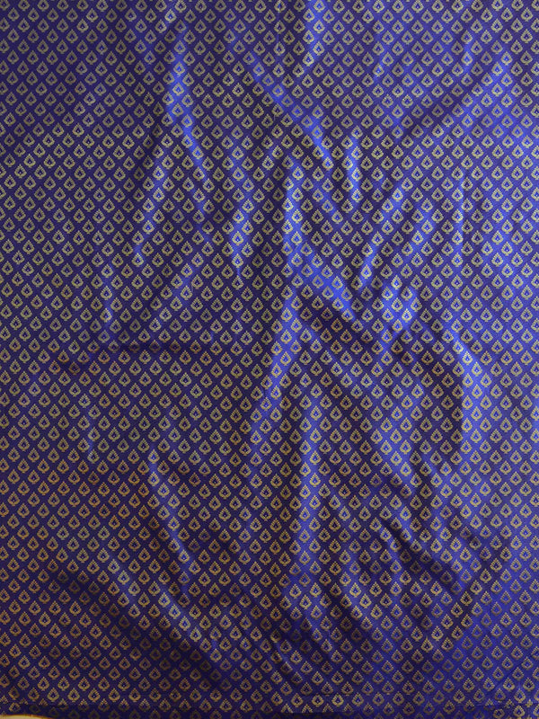 Banarasee Brocade Salwar Kameez Fabric With Art Silk Dupatta-Blue & Magenta