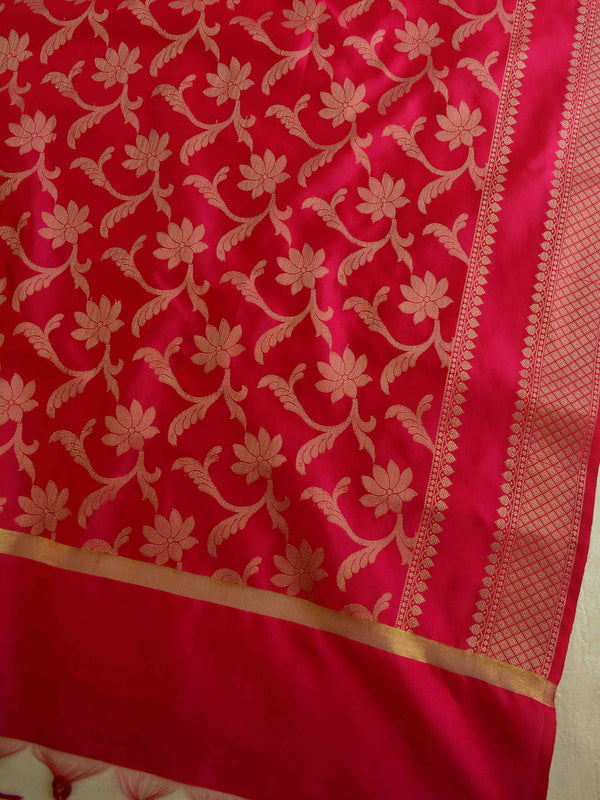 Banarasee Brocade Salwar Kameez Fabric With Art Silk Dupatta-Blue & Magenta