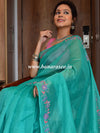 Banarasee Chanderi Cotton Hand-Embroidered Saree-Green