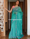 Banarasee Chanderi Cotton Hand-Embroidered Saree-Green